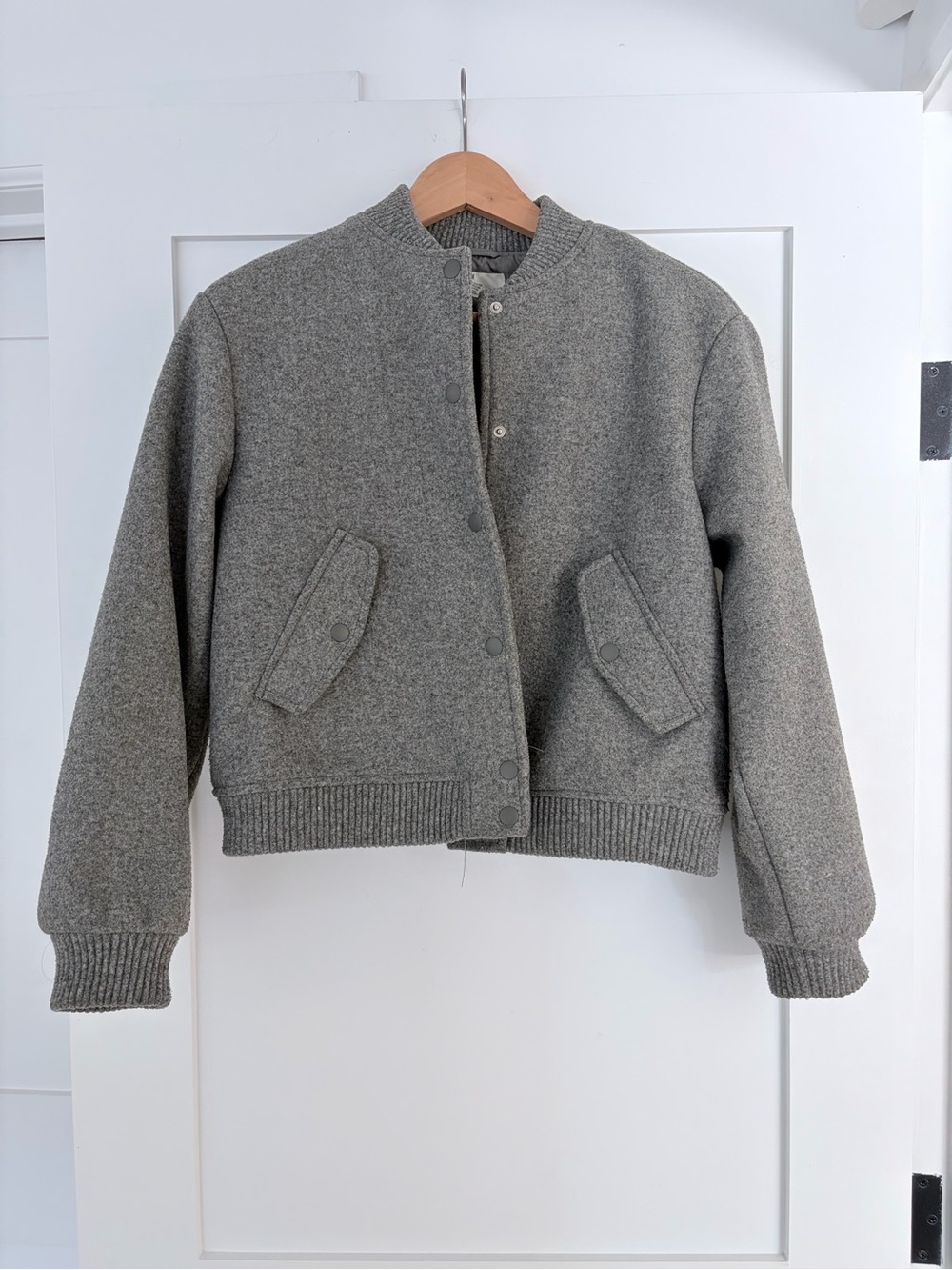 H&M Gray Wool-Blend Bomber Jacket